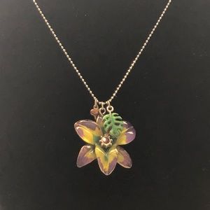 Vintage Signed Betsey Johnson Orchid Necklsce